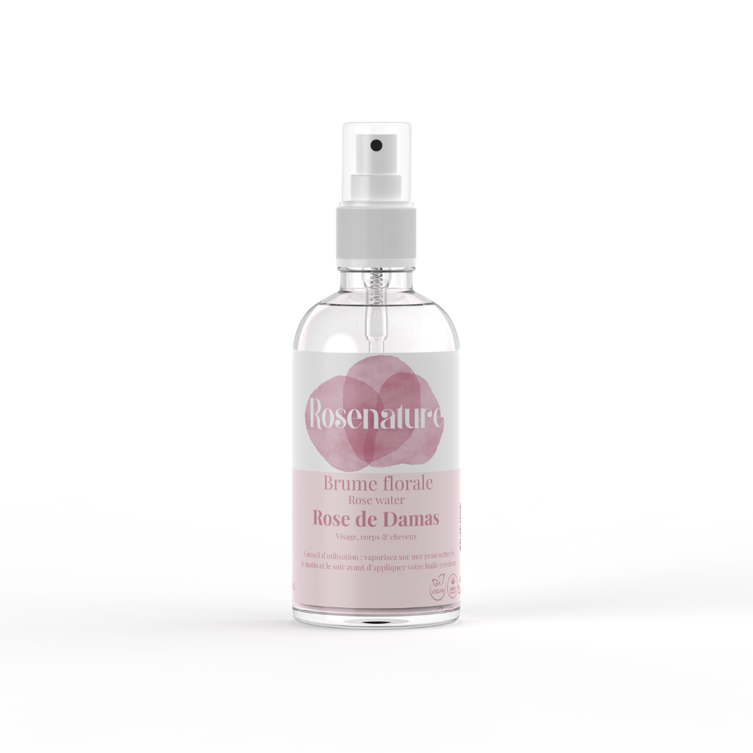 Brume Florale Rose de Damas Rosenature 100 ml pour visage, corps et cheveux