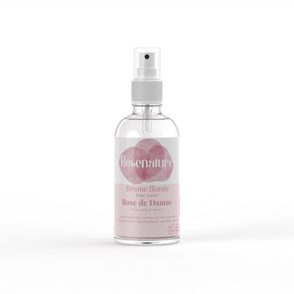 Brume Florale Rose de Damas Rosenature 100 ml pour visage, corps et cheveux