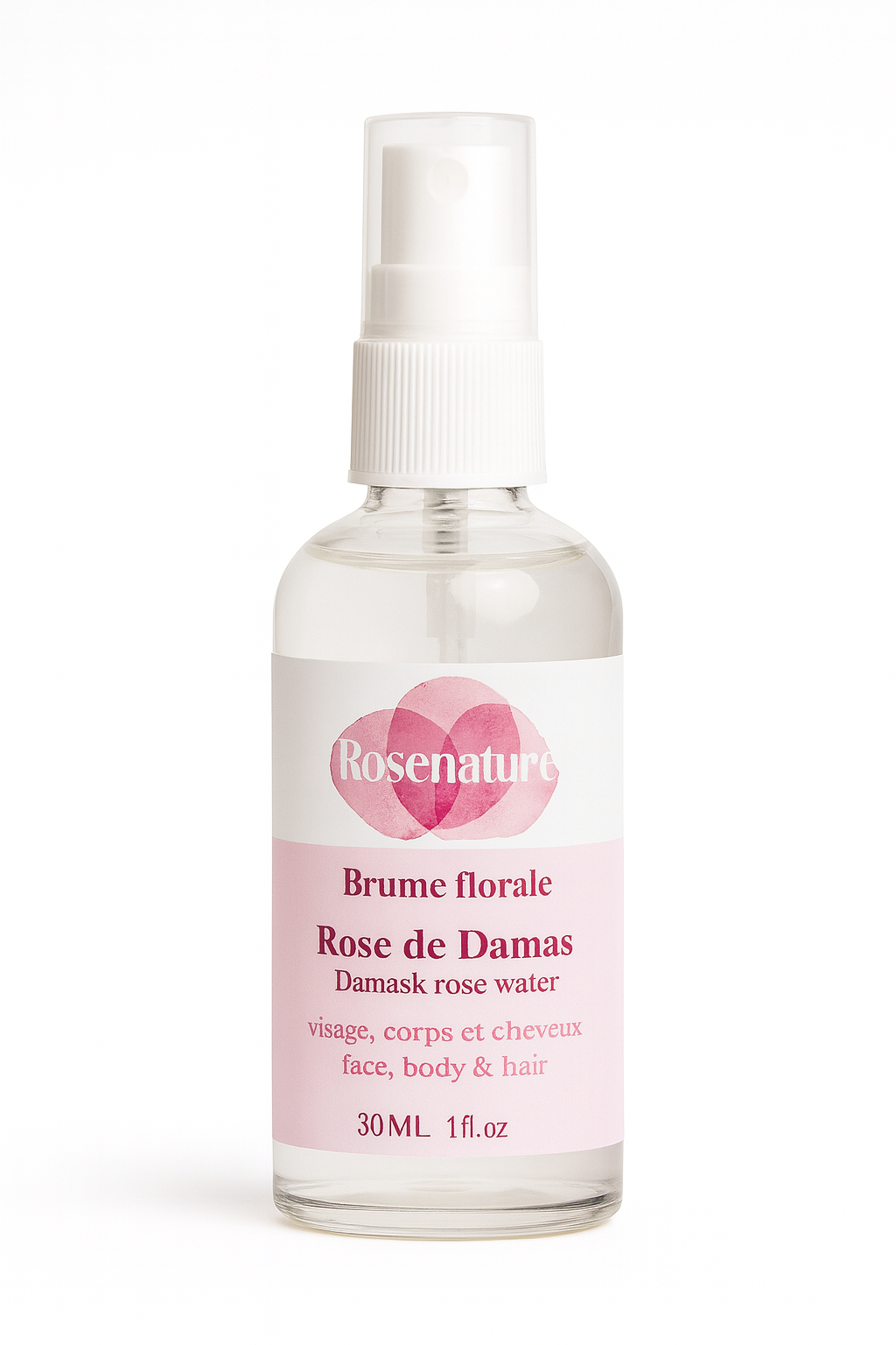 Brume Florale Rose de Damas Rosenature 30 ml pour visage, corps et cheveux